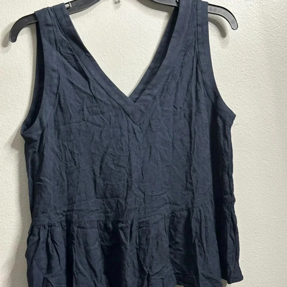 Ann Taylor LOFT Women Navy Blue V-neck Blouse Top Size Small. - Picture 3 of 9
